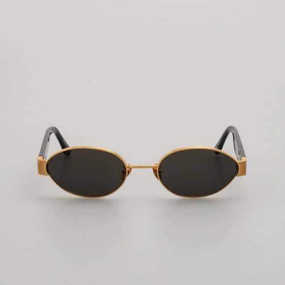 LINDA FARROW Sadie Sunglasses in 22K Yellow Gold